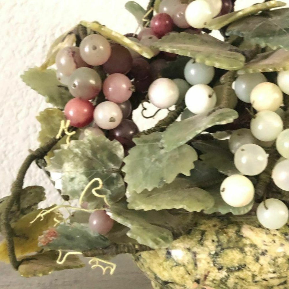 Antique Qing Era Carved Jade Gemstone  Grapevine Tree + Vase - Picture 3 of 10